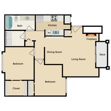 Two Bedroom One Bath A301 floor plan